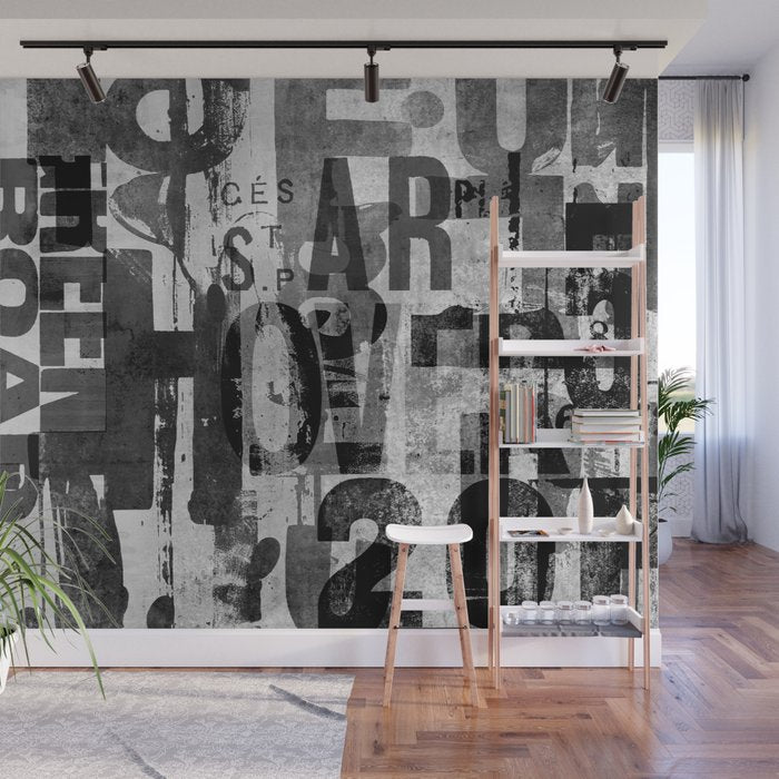 Loft Style Distressed Grunge Street Art Typography Wall Mural Gallery Image 1