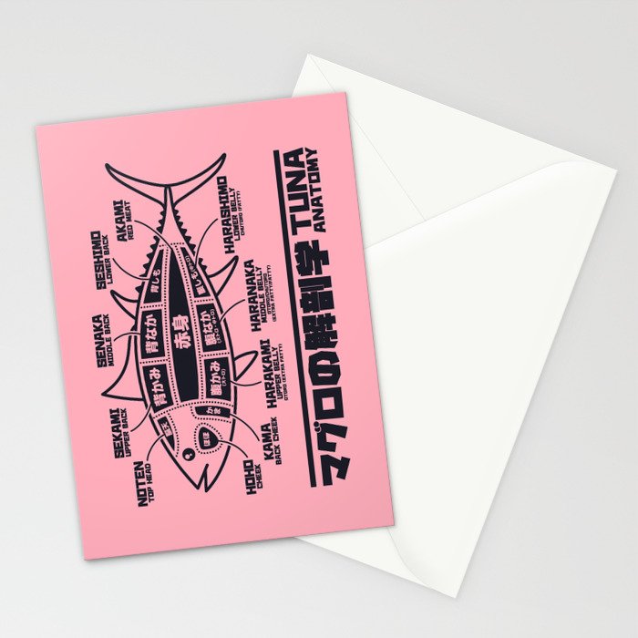 Tuna Anatomy Japanese Maguro Sushi - Coral Stationery Card Gallery Image 2