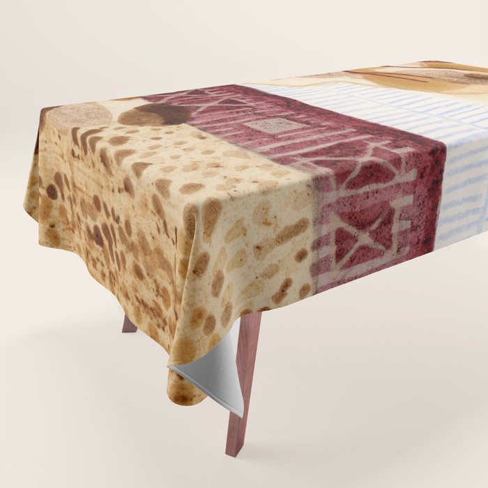 Rustic Country Barn Painting in Yellow Ochre & Brown Tablecloth Gallery Image 1