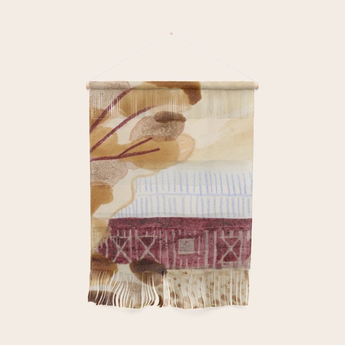 Rustic Country Barn Painting in Yellow Ochre & Brown Wall Hanging Gallery Image 1