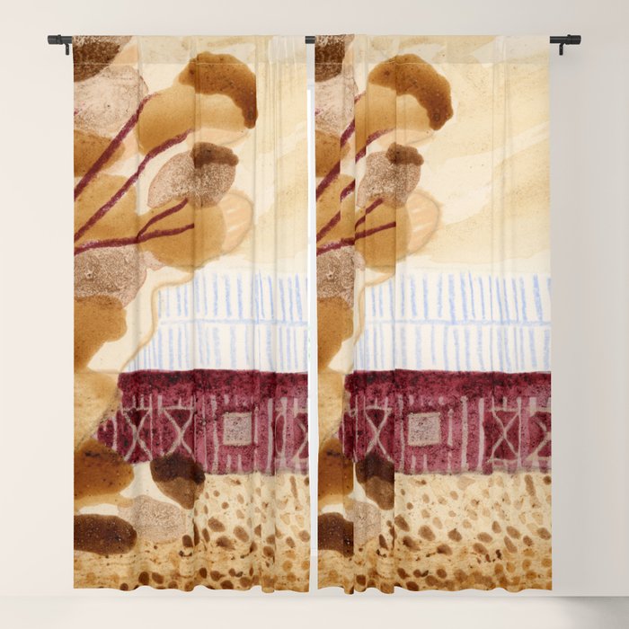 Rustic Country Barn Painting in Yellow Ochre & Brown Window Curtain Gallery Image 5