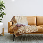 Rustic Country Barn Painting in Yellow Ochre & Brown Throw Blanket Gallery Image 1