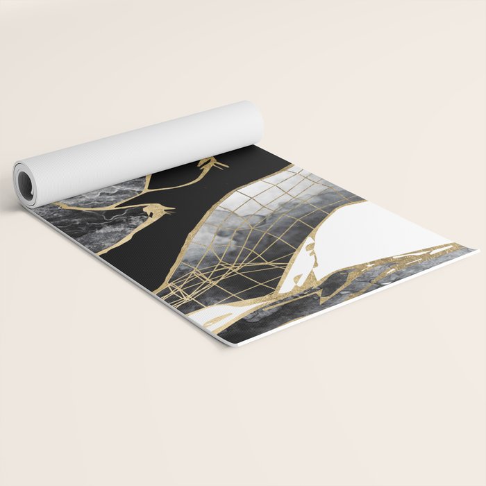 Minimal Black and Gold Mountains Yoga Mat Gallery Image 2