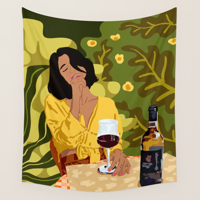 Wine is the answer. What was the question? Wall Tapestry Gallery Image 1