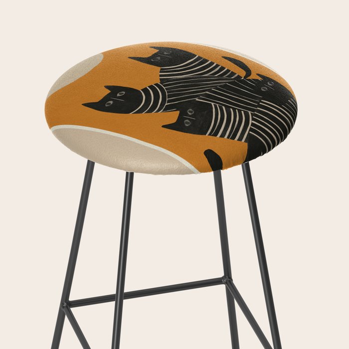 Abstract Black Cats Stool Gallery Image 2