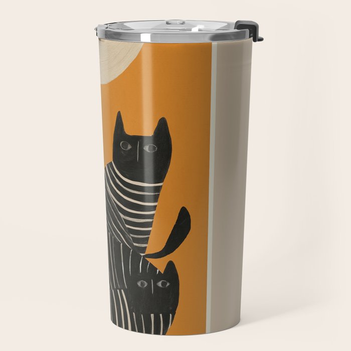 Abstract Black Cats Travel Mug Gallery Image 2