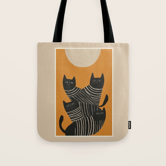 Abstract Black Cats Tote Bag Gallery Image 1