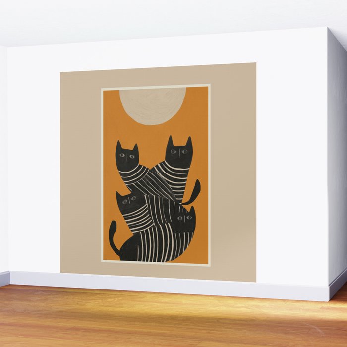 Abstract Black Cats Wall Mural Gallery Image 2