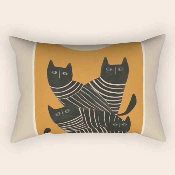 Abstract Black Cats Rectangular Pillow Gallery Image 2