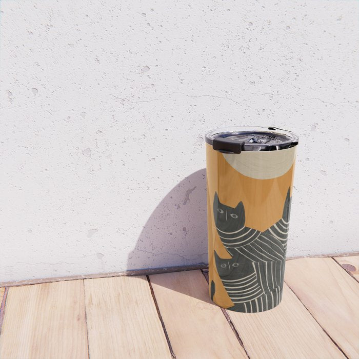 Abstract Black Cats Travel Mug Gallery Image 4