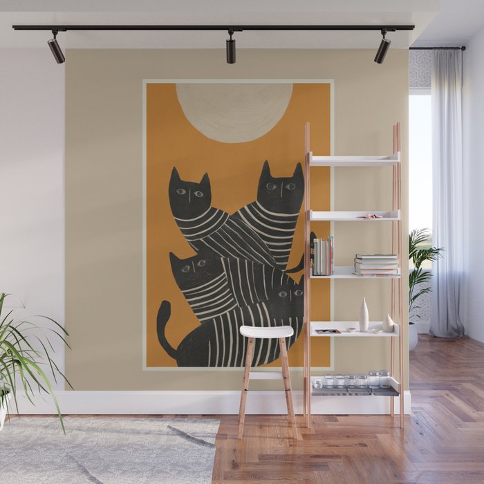 Abstract Black Cats Wall Mural Gallery Image 1