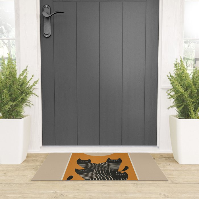 Abstract Black Cats Welcome Mat Gallery Image 3