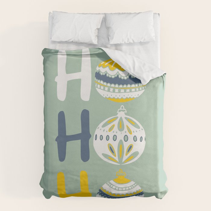HoHoHo Cheerful little Christmas Illustration mint Duvet Cover Gallery Image 1