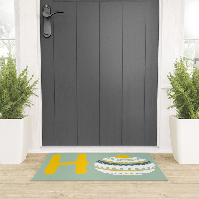 HoHoHo Cheerful little Christmas Illustration mint Welcome Mat Gallery Image 3