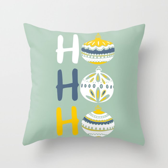 HoHoHo Cheerful little Christmas Illustration mint Throw Pillow Gallery Image 6