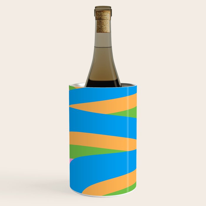 Pop Swirl Wavy Abstract Pattern Bright Blue Green Mustard Pink Wine Chiller Gallery Image 2