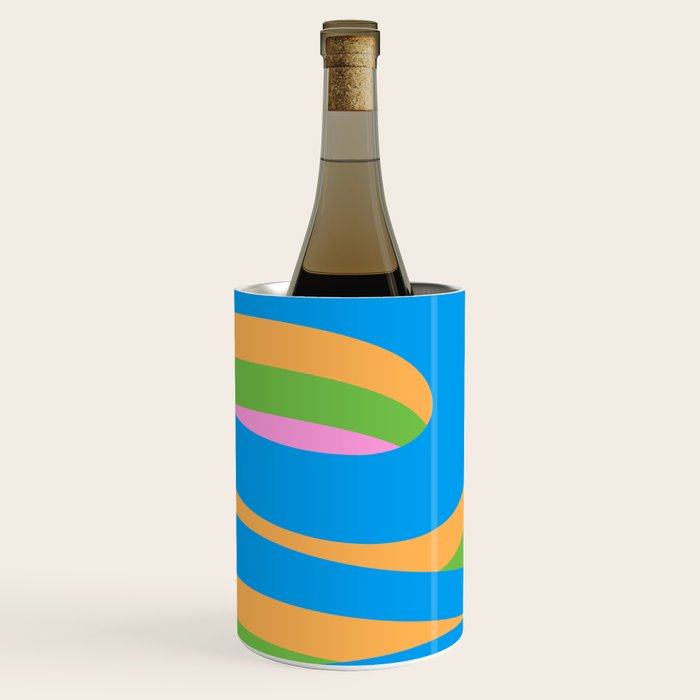 Pop Swirl Wavy Abstract Pattern Bright Blue Green Mustard Pink Wine Chiller Gallery Image 3