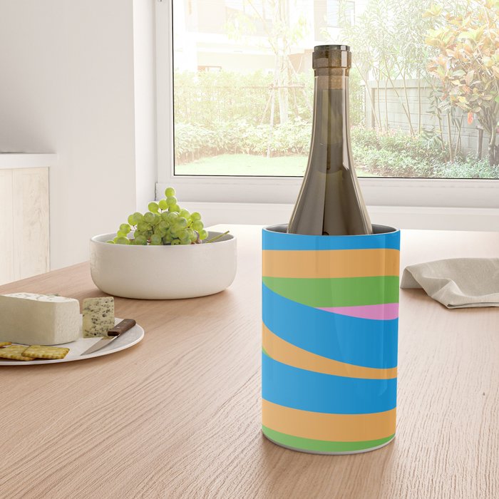 Pop Swirl Wavy Abstract Pattern Bright Blue Green Mustard Pink Wine Chiller Gallery Image 4