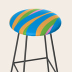 Pop Swirl Wavy Abstract Pattern Bright Blue Green Mustard Pink Stool Gallery Image 2