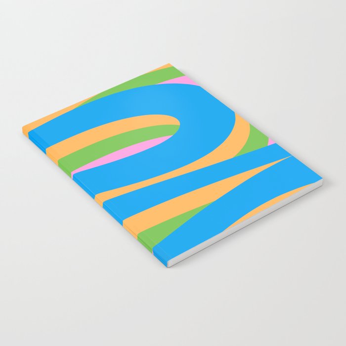 Pop Swirl Wavy Abstract Pattern Bright Blue Green Mustard Pink Notebook Gallery Image 1