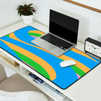 Pop Swirl Wavy Abstract Pattern Bright Blue Green Mustard Pink Desk Mat Gallery Image 2