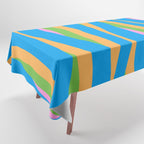 Pop Swirl Wavy Abstract Pattern Bright Blue Green Mustard Pink Tablecloth Gallery Image 1