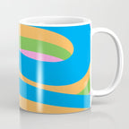 Pop Swirl Wavy Abstract Pattern Bright Blue Green Mustard Pink Coffee Mug Gallery Image 1
