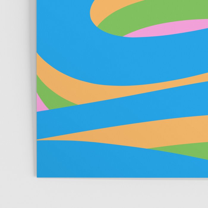 Pop Swirl Wavy Abstract Pattern Bright Blue Green Mustard Pink Poster Gallery Image 3