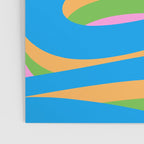 Pop Swirl Wavy Abstract Pattern Bright Blue Green Mustard Pink Poster Gallery Image 3
