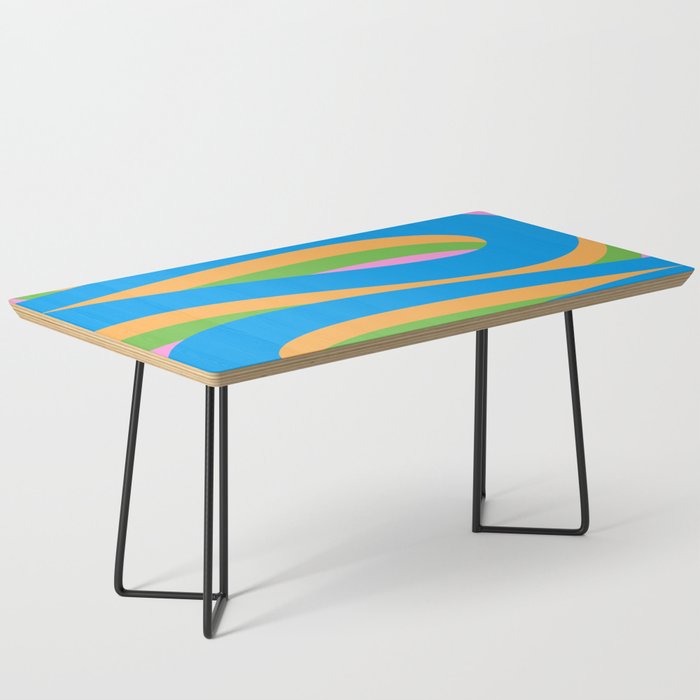 Pop Swirl Wavy Abstract Pattern Bright Blue Green Mustard Pink Coffee Table Gallery Image 1