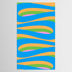 Pop Swirl Wavy Abstract Pattern Bright Blue Green Mustard Pink Tablecloth Gallery Image 2