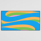 Pop Swirl Wavy Abstract Pattern Bright Blue Green Mustard Pink Desk Mat Gallery Image 3