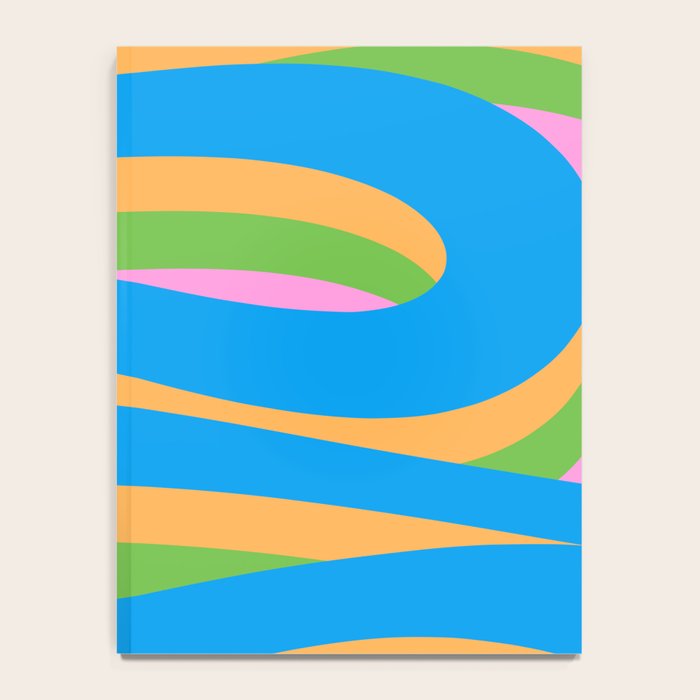 Pop Swirl Wavy Abstract Pattern Bright Blue Green Mustard Pink Notebook Gallery Image 4