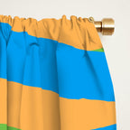 Pop Swirl Wavy Abstract Pattern Bright Blue Green Mustard Pink Window Curtain Gallery Image 2