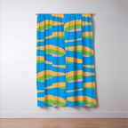Pop Swirl Wavy Abstract Pattern Bright Blue Green Mustard Pink Window Curtain Gallery Image 3