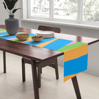Pop Swirl Wavy Abstract Pattern Bright Blue Green Mustard Pink Table Runner Gallery Image 2