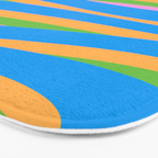 Pop Swirl Wavy Abstract Pattern Bright Blue Green Mustard Pink Bath Mat Gallery Image 3