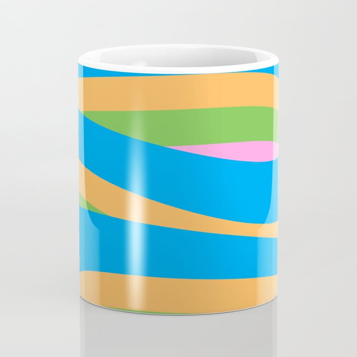 Pop Swirl Wavy Abstract Pattern Bright Blue Green Mustard Pink Coffee Mug Gallery Image 4