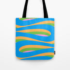 Pop Swirl Wavy Abstract Pattern Bright Blue Green Mustard Pink Tote Bag Gallery Image 1