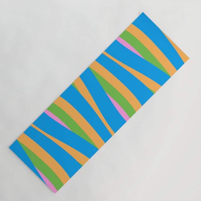 Pop Swirl Wavy Abstract Pattern Bright Blue Green Mustard Pink Yoga Mat