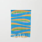 Pop Swirl Wavy Abstract Pattern Bright Blue Green Mustard Pink Wall Hanging Gallery Image 1