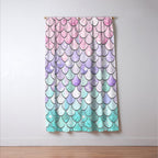 Mermaid Pastel Pink Purple Aqua Teal Window Curtain Gallery Image 3