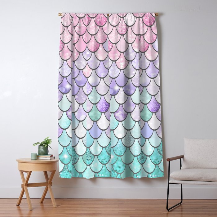 Mermaid Pastel Pink Purple Aqua Teal Window Curtain Gallery Image 5