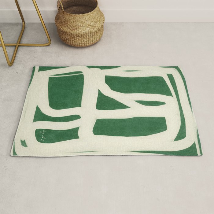 Green White Movement  Rug Gallery Image 1