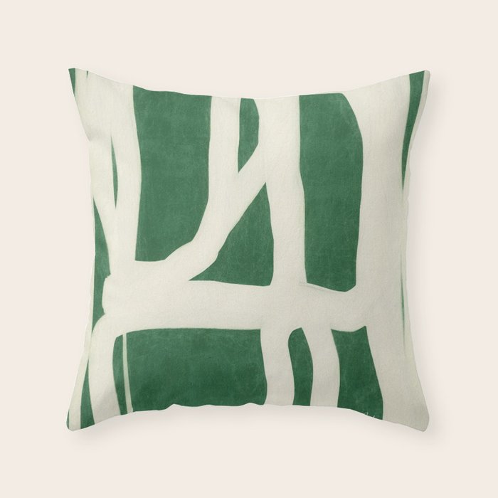 Green White Movement  Throw Pillow Gallery Image 1