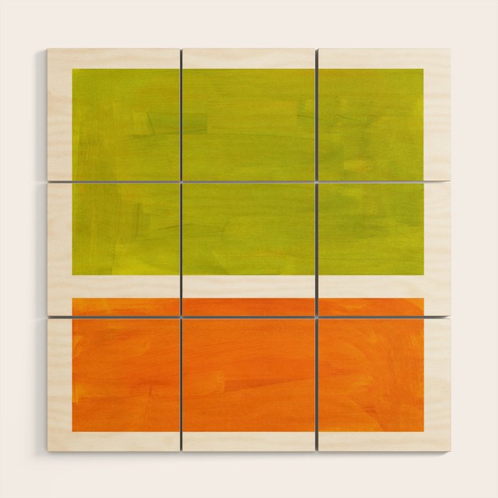 Retro Lime Green Minimalist Abstract Color Block Rothko Midcentury Modern Art Wood Wall Art Gallery Image 1