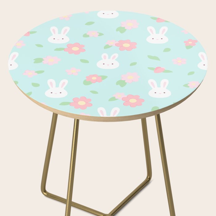 Cute rabbit bunny animal with spring flowers Side Table Gallery Image 2