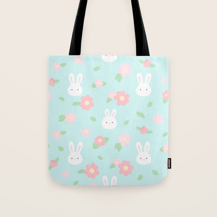 Cute rabbit bunny animal with spring flowers Tote Bag Gallery Image 1