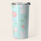 Cute rabbit bunny animal with spring flowers Travel Mug Gallery Image 2