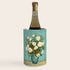 White Roses in Blue Vase Wine Chiller Gallery Image 1